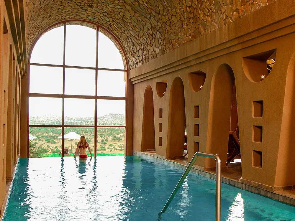 Tranquil heated indoor pool in GocheGanas Wellness Village.