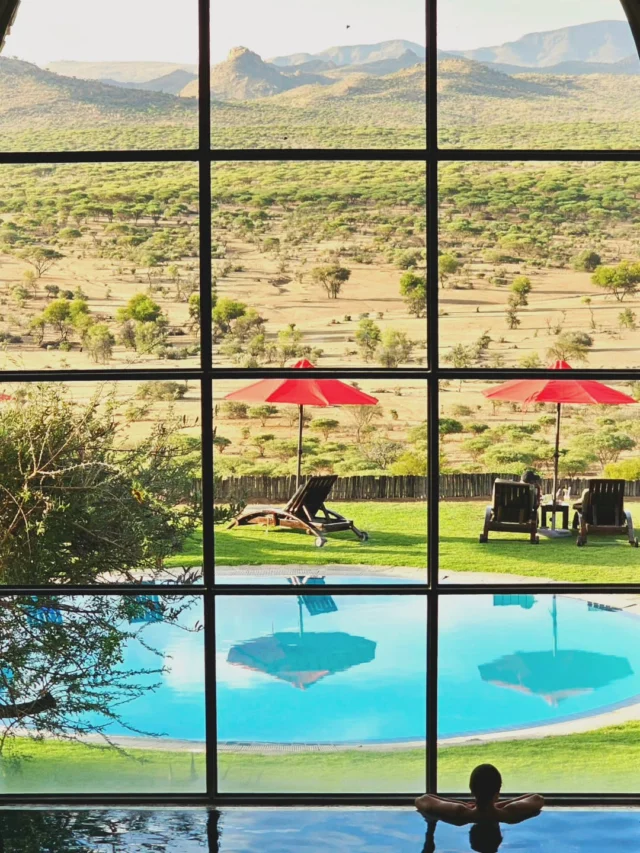 Relax. Recharge. Reconnect with Nature.

Sink into the warmth of our heated indoor pool and take in the breathtaking views through our iconic arch window, where the vast Namibian savanna stretches endlessly beyond.

Experience serenity in its purest form at GocheGanas Lodge.

Reservations@gocheganas.com