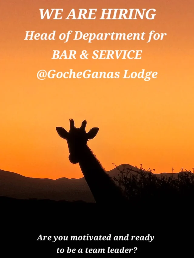 We are looking for a passionate and motivated Head of Department – Service & Bar to join our team at GocheGanas Lodge. 🌿✨

If you are a natural leader with a flair for hospitality, a love for creating unforgettable guest experiences, and the drive to elevate service standards, then this opportunity is for you! 🍷🥂

Become part of our unique lodge where nature, luxury, and wellness come together. 

Apply now by sending your CV to gm@gocheganas.com